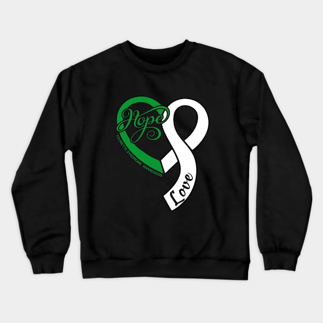 Tourette Syndrome Awareness Hope Love Heart Ribbon Happy Valentines Day- Love Shouldn't Hurt Stop Crewneck Sweatshirt by DAN LE